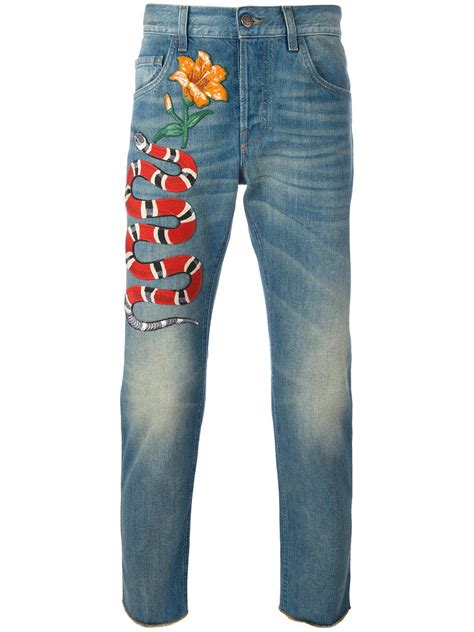 gucci men's embroidered jeans|gucci jeans men's for sale.